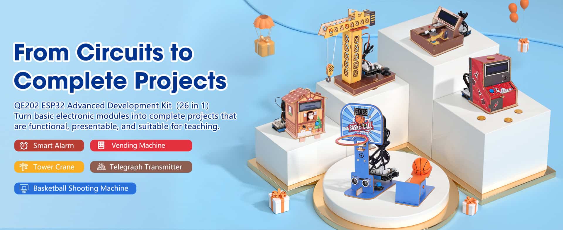 ACEBOTT QE202 ESP32 Advanced Electronic Sensor Project Learning Kit 26-in-1