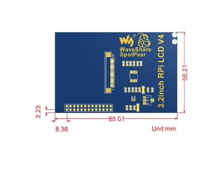 3.2 inch Raspberry Pi LCD V4.0 dimension drawing