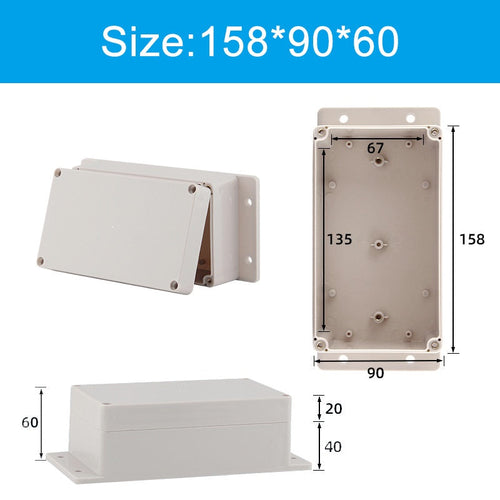 158x90x60mm IP65 ABS PCB Plastic Junction Box with Fixed Hole