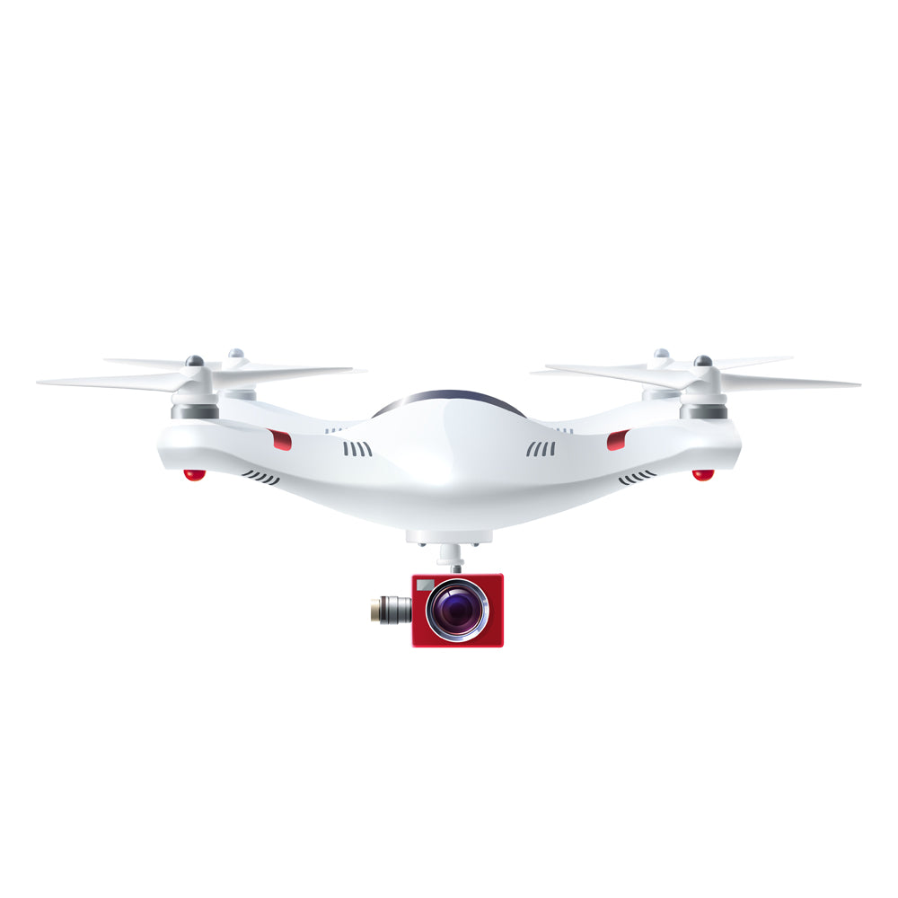 White Drone With Red Camera