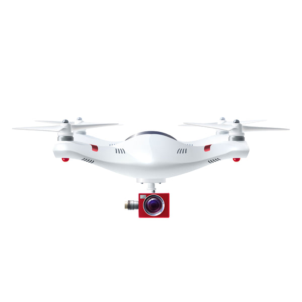 White Drone With Red Camera