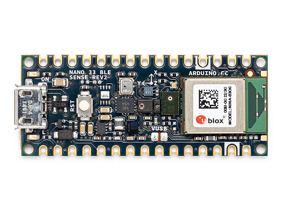 Official Arduino Nano 33 BLE Sense Rev2 ABX00069 without headers - front view