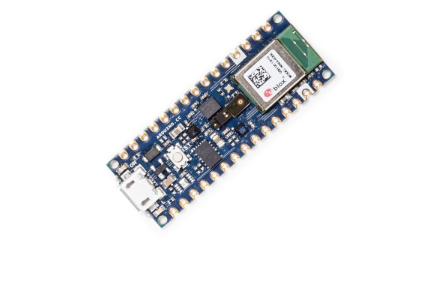 Arduino Nano 33 BLE Sense Rev2 ABX00069 development board angled top view