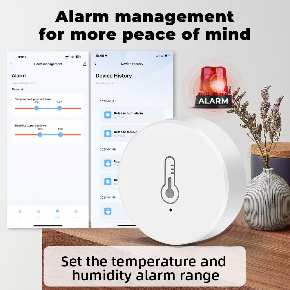Smart Temperature and Humidity Sensor Smart Life APP Monitor Control Works with Alexa Google Home Need Zigbee Hub