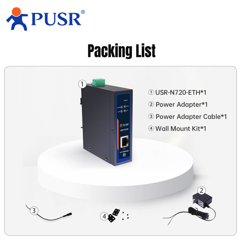 Edge Computing IoT Gateway 2xRS485 with SD Card Modbus/MQTT RS485 to Ethernet DL645 MQTT RISC-V 600MHz USR-N720-ETH
