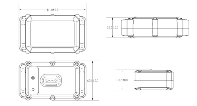 Winext AN-113 LoRaWAN Asset Tracker dimensions 111 x 65 x 33.5 mm