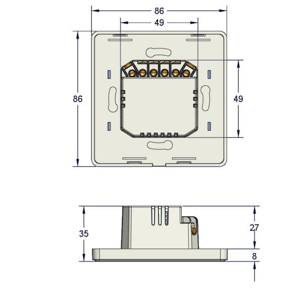 Winext DS-103 Smart Switch mechanical drawing and mounting dimensions