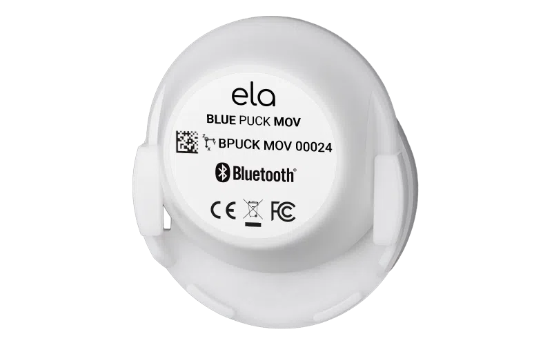 Blue PUCK MOV motion sensor with holder