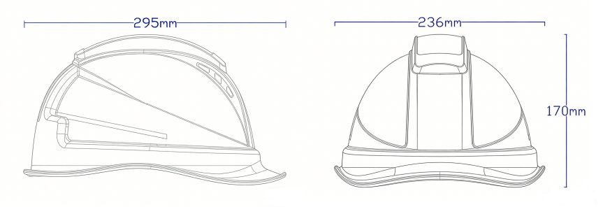 GB100 Smart Safety Helmet dimensions 295 mm by 236 mm by 170 mm