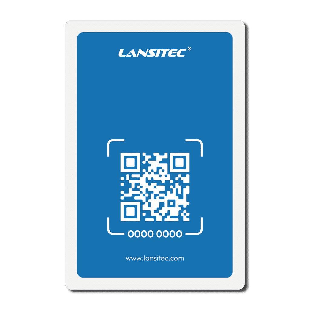 Lansitec B002 Bluetooth Label 100-0B002 blue PVC asset tracking label with QR code