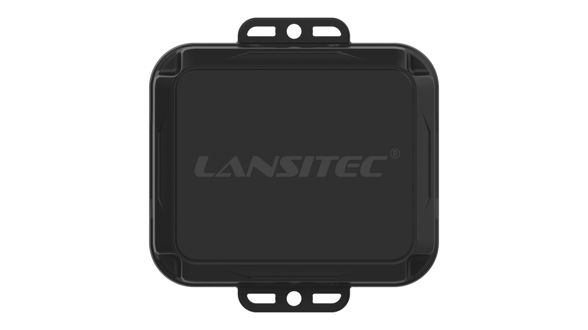Lansitec NB-IoT and LTE-M Asset Management Tracker, black IP68 industrial enclosure with mounting lugs