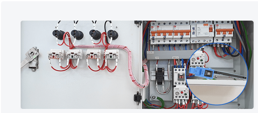 Milesight current transformer illustrated in an electrical panel for monitoring circuits