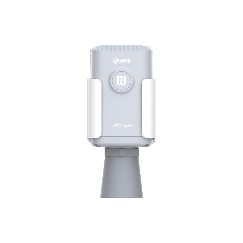 Milesight EM500-UDL W050 ultrasonic distance and level sensor, grey IP67 LoRaWAN device with downward-facing ultrasonic sensing horn