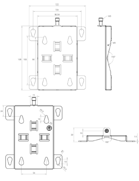 UG67 mounting bracket dimensions