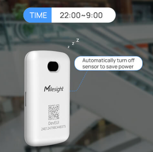 Milesight WS201 automatic sensor shutoff schedule for battery conservation