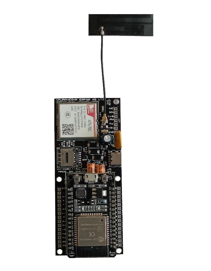 VVM501 ESP32 4G LTE A7670 module front view with antenna