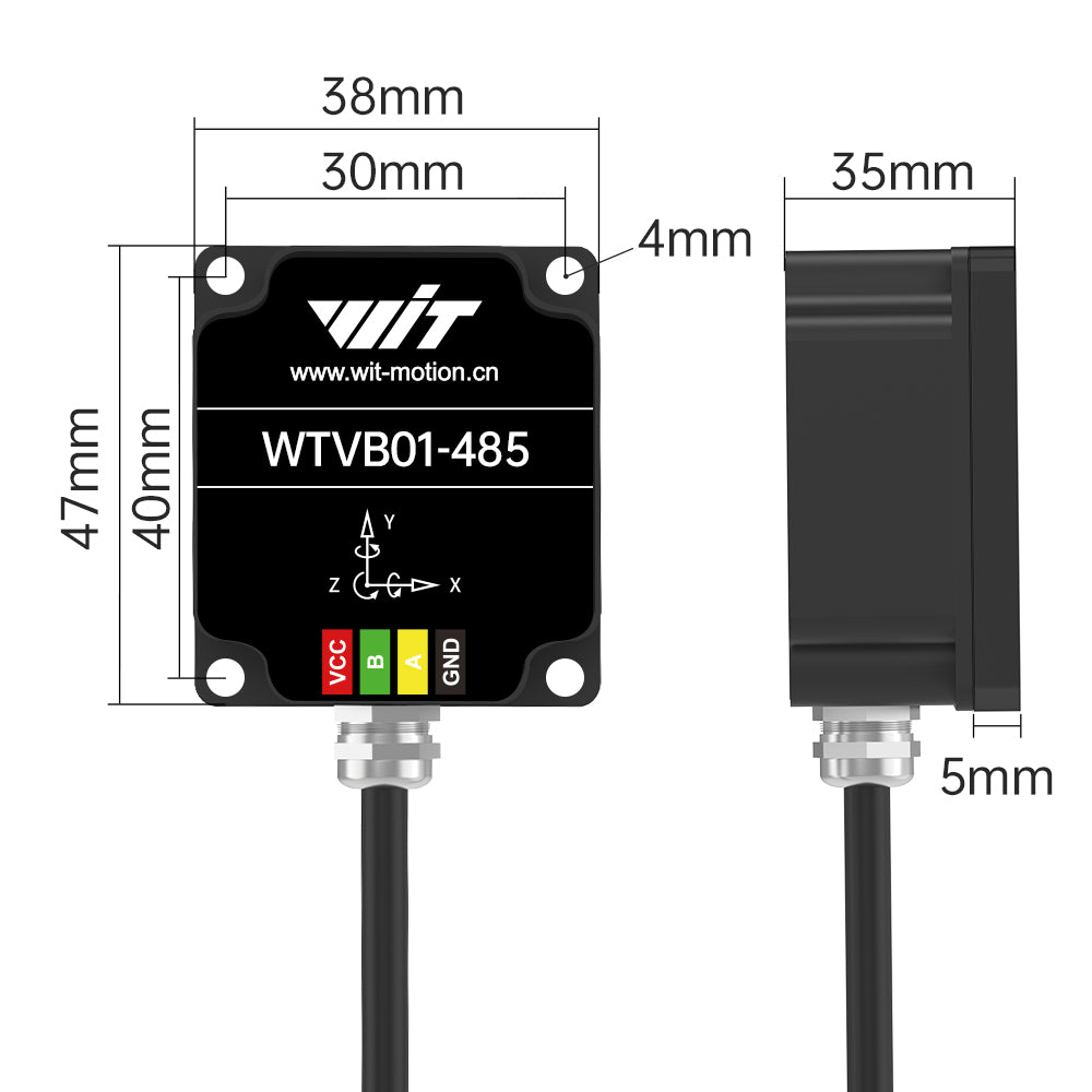WIT WTVB01-485 vibration sensor dimensions